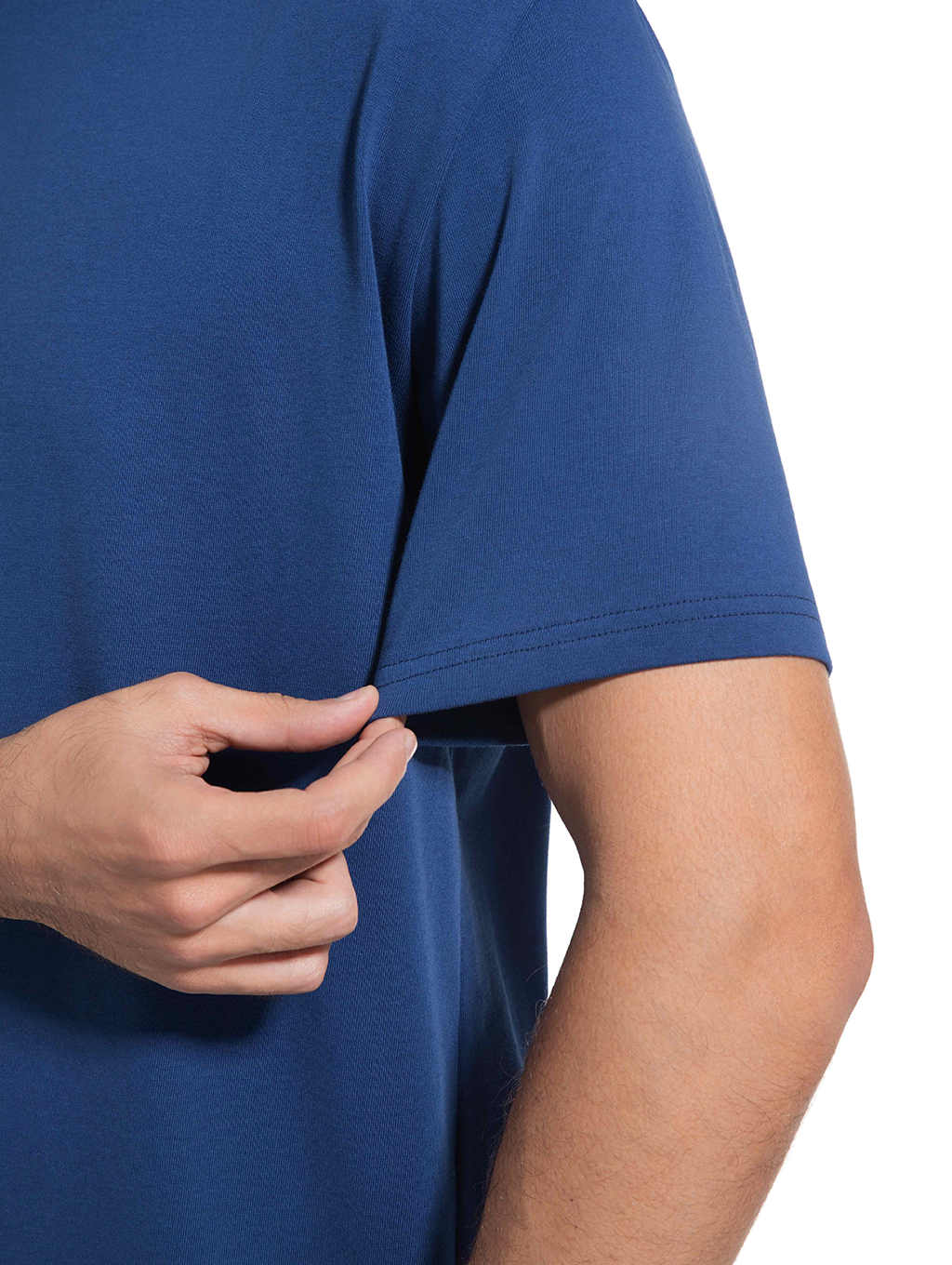 Jeanswest Men's 100% Cotton Crew Neck Tee | MUC-14711-03/17/15 Relaxed Fit Short Sleeve | Dusk Blue White Black | Basic T-Shirt |