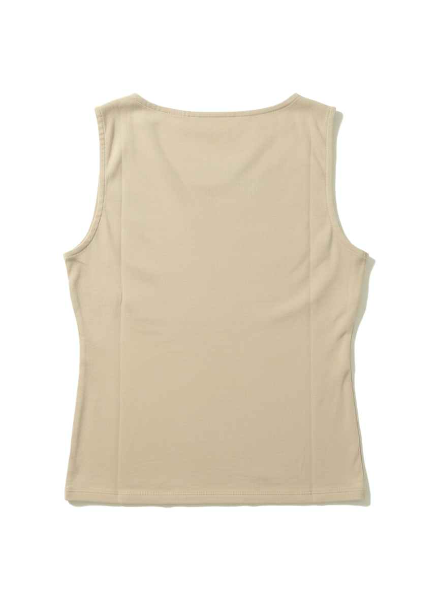 Jeanswest Women's Boatneck Tank Top | WTO-18360 96% Cotton Sleeveless | Smart Casual Basic | White Black Yellow |