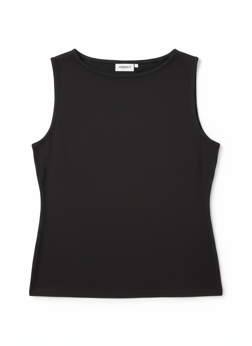 Jeanswest Women's Boatneck Tank Top | WTO-18360 96% Cotton Sleeveless | Smart Casual Basic | White Black Yellow |