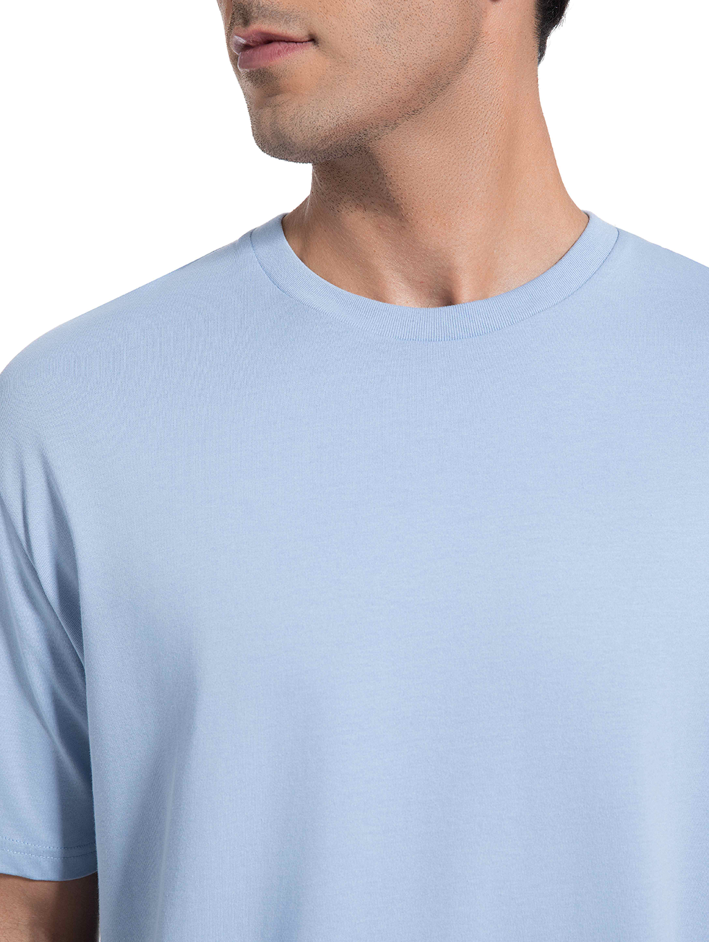 Jeanswest Men's 100% Cotton Crew Neck Tee | MUC-14711-03/17/15 Relaxed Fit Short Sleeve | Dusk Blue White Black | Basic T-Shirt |