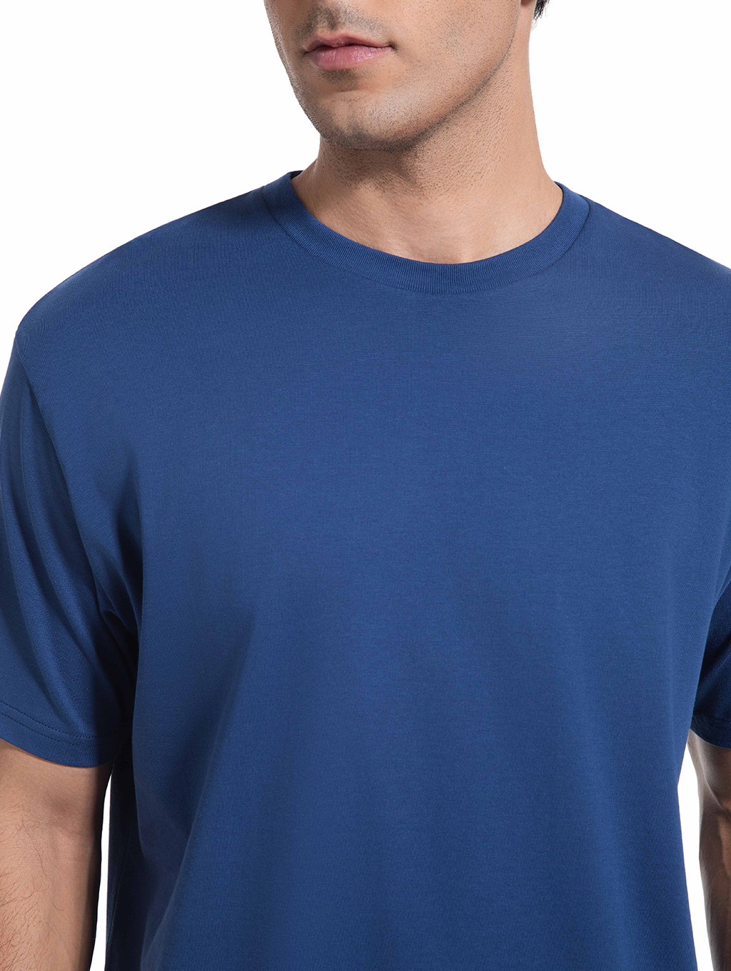 Jeanswest Men's 100% Cotton Crew Neck Tee | MUC-14711-03/17/15 Relaxed Fit Short Sleeve | Dusk Blue White Black | Basic T-Shirt |
