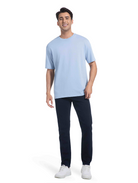 Jeanswest Men's 100% Cotton Crew Neck Tee | MUC-14711-03/17/15 Relaxed Fit Short Sleeve | Dusk Blue White Black | Basic T-Shirt |