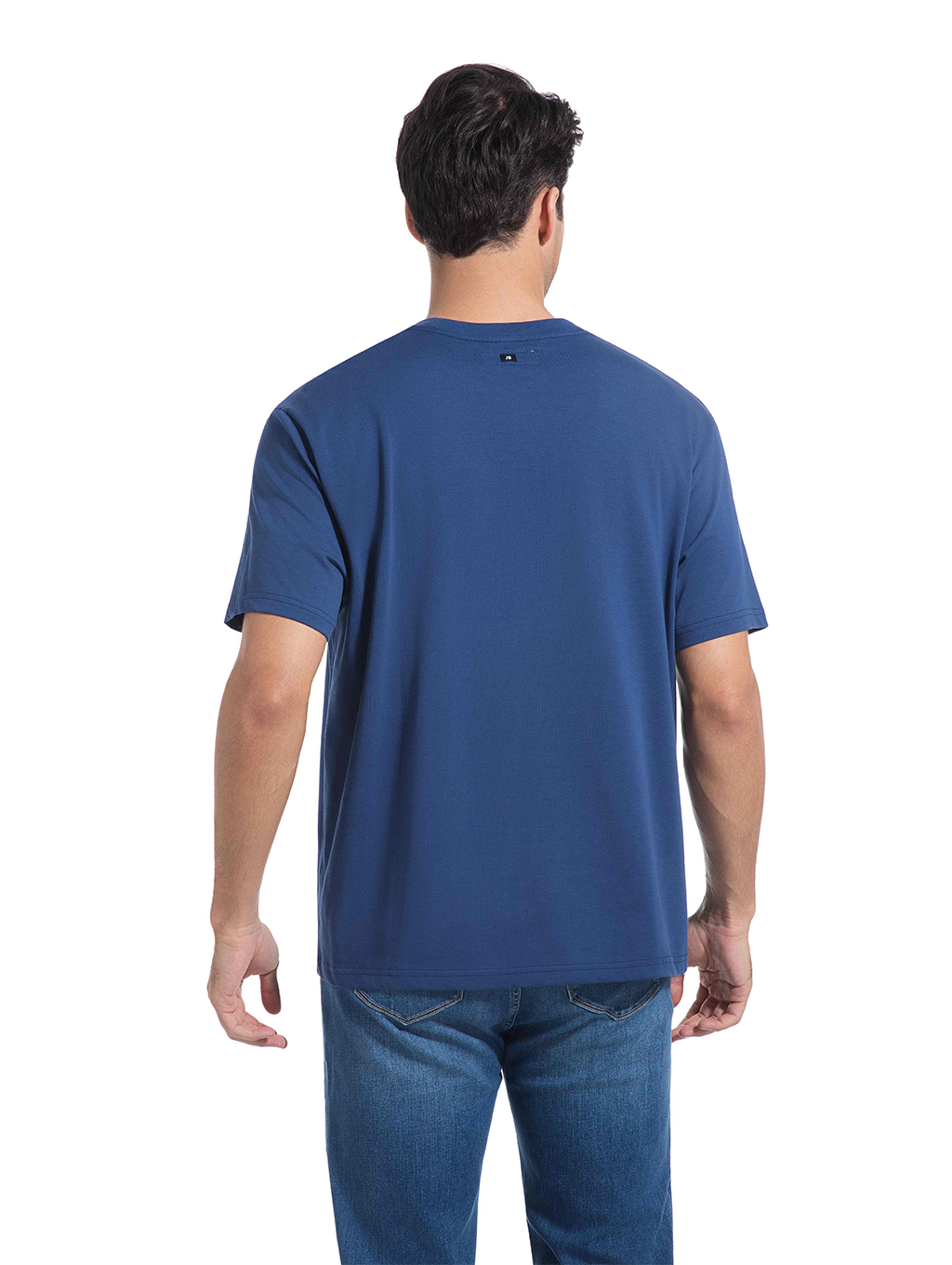 Jeanswest Men's 100% Cotton Crew Neck Tee | MUC-14711-03/17/15 Relaxed Fit Short Sleeve | Dusk Blue White Black | Basic T-Shirt |