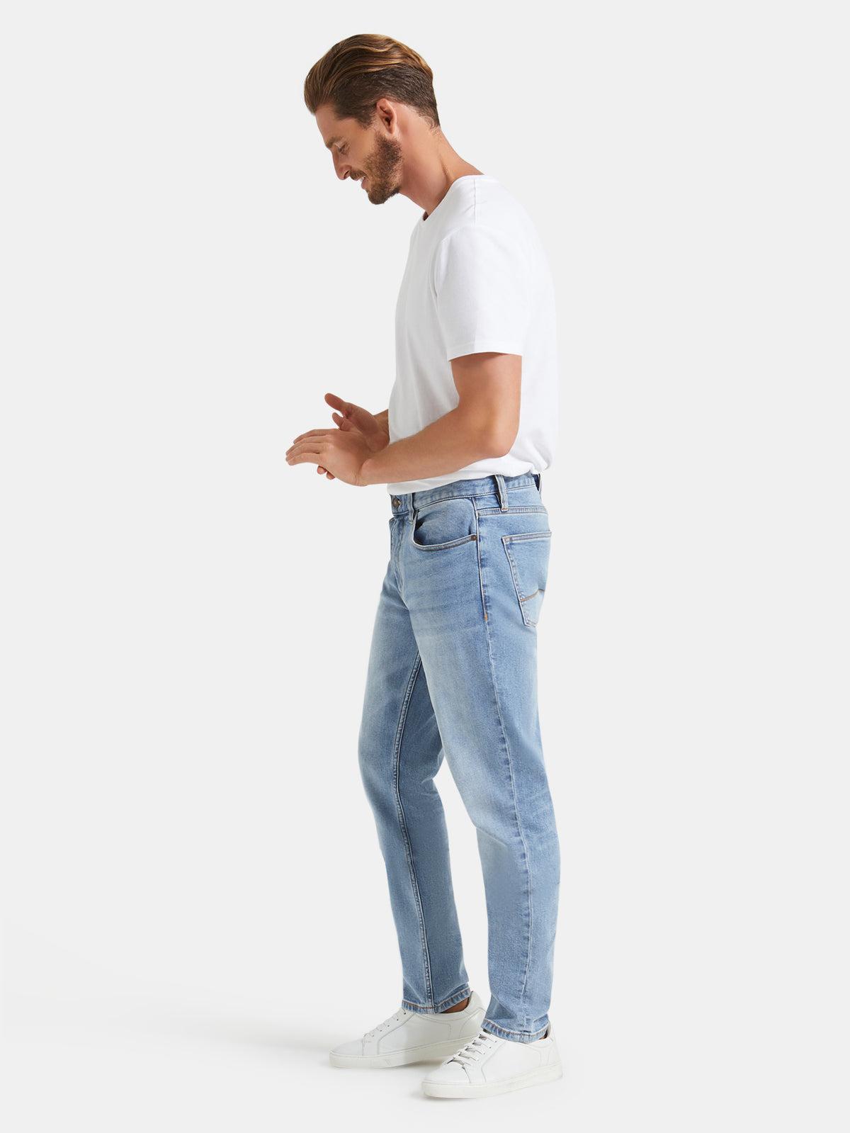 Jeanswest Men's Slim Tapered Jeans | MLC-07671-01R 98% Cotton Stretch Denim | Modern Blue | Versatile Fit