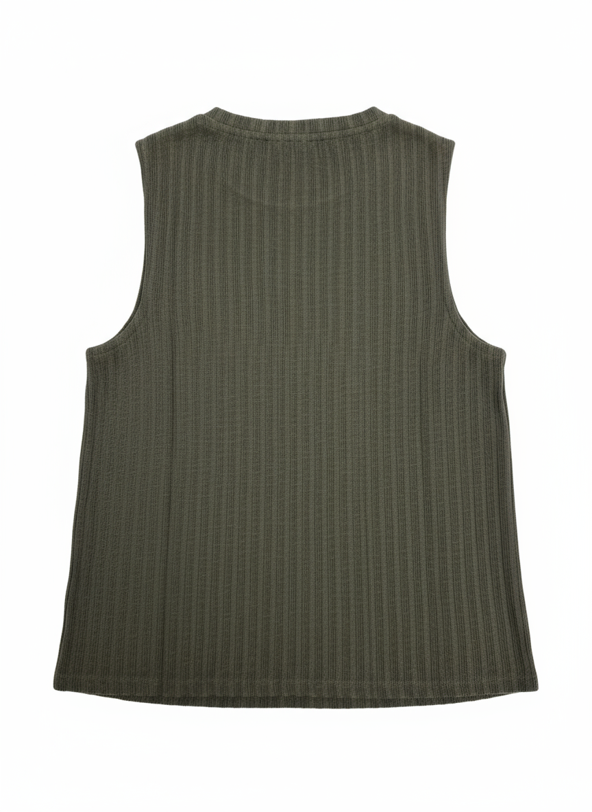 Jeanswest Women's Ribbed Tank Top | WTO-18099 Cotton Blend Sleeveless | Moss Green Layering Basic