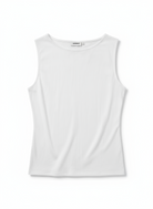 Jeanswest Women's Boatneck Tank Top | WTO-18360 96% Cotton Sleeveless | Smart Casual Basic | White Black Yellow |