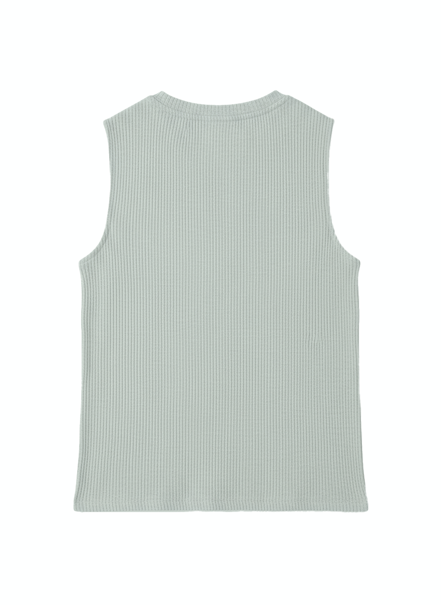 Jeanswest Women's Textured Tank Top |WTO-18307 Cotton Blend Sleeveless | Sage Green Grey | Structured Casual |