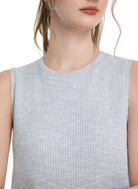 Jeanswest Women's Textured Tank Top |WTO-18307 Cotton Blend Sleeveless | Sage Green Grey | Structured Casual |