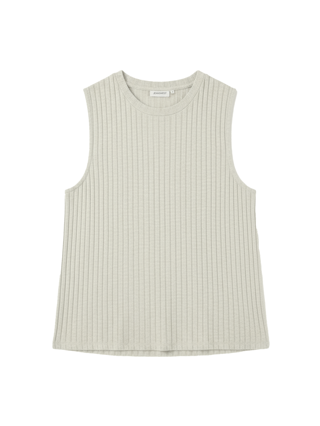 Jeanswest Women's Ribbed Tank Top | WTO-18099 Cotton Blend Sleeveless | Moss Green Layering Basic